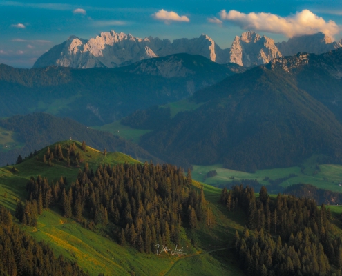 Der Wilde Kaiser vom Wandberg am Abend